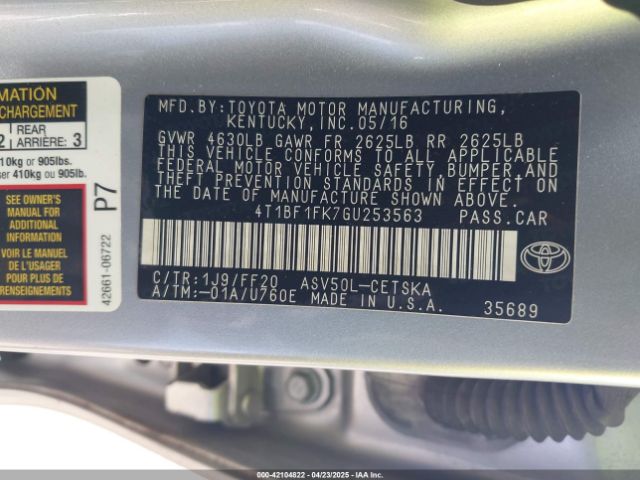 4T1BF1FK7GU253563 Toyota CAMRY SE