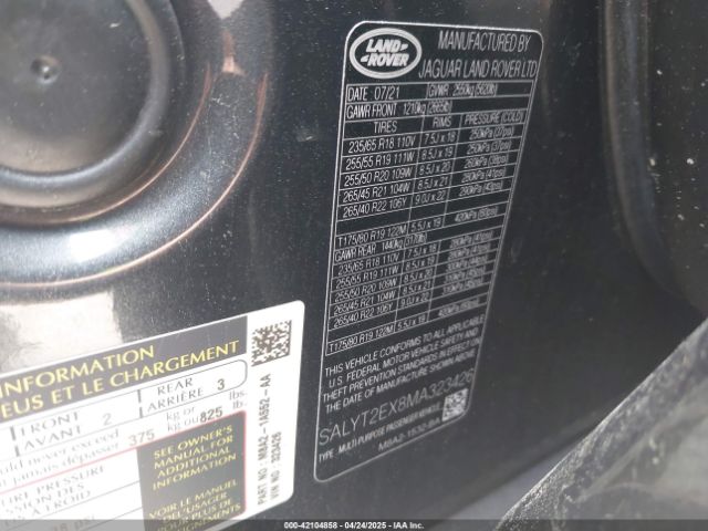 2021 LAND ROVER RANGE ROVER VELAR SALYT2EX8MA323426 Photo 8