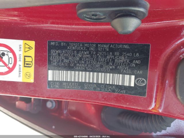 58ABK1GG7GU010513 Lexus ES 350