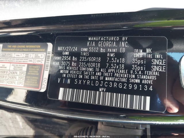 5XYRLDJC3RG299134 KIA SORENTO S