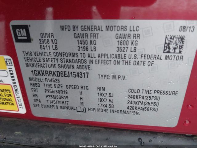 1GKKRRKD6EJ154317 GMC Acadia Slt-1