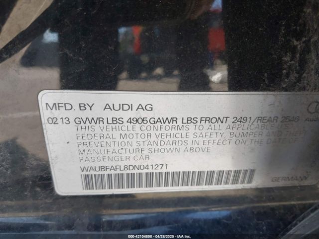 2013 AUDI A4 WAUBFAFL8DN041271 Photo 8