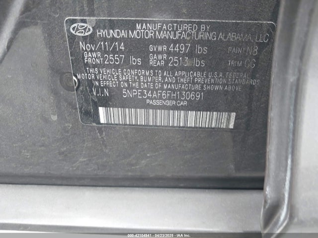 5NPE34AF6FH130691 Hyundai Sonata Sport