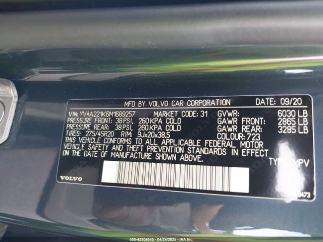 2021 VOLVO XC90 YV4A221K6M1689257 Photo 8
