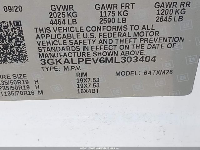 3GKALPEV6ML303404 GMC Terrain Fwd Slt