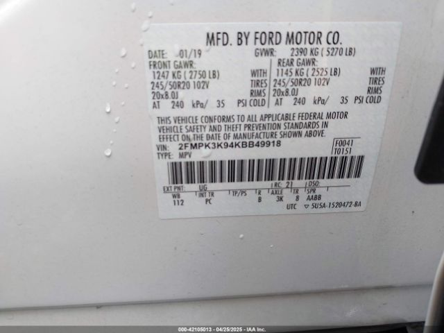 2FMPK3K94KBB49918 Ford Edge Titanium