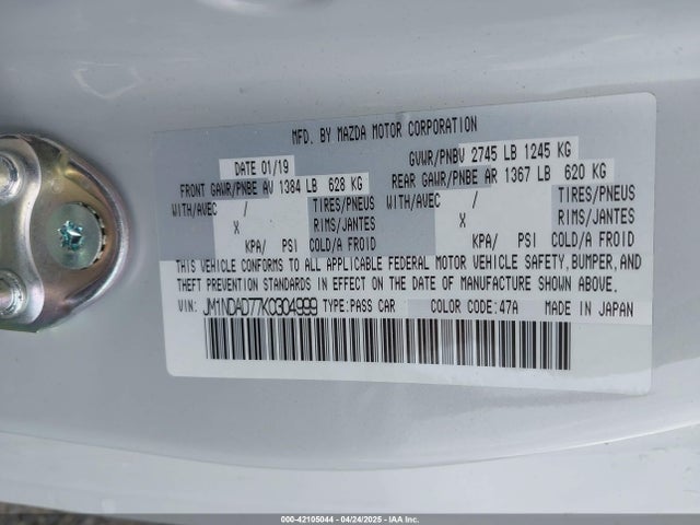 JM1NDAD77K0304999 Mazda Mx-5 Miata Grand Touring