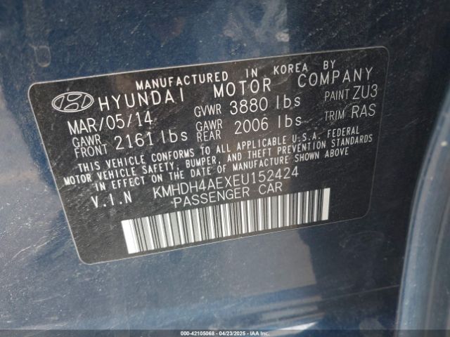 KMHDH4AEXEU152424 Hyundai ELANTRA SE
