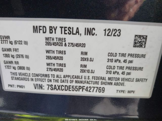 2023 TESLA MODEL X 7SAXCDE55PF427769 Photo 8