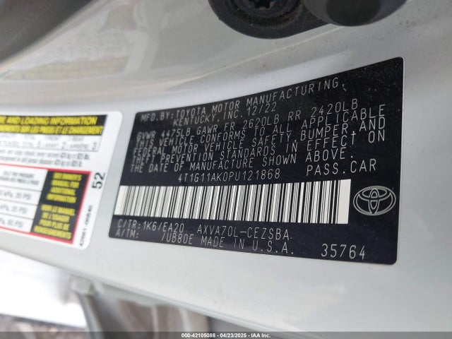 4T1G11AK0PU121868 Toyota CAMRY SE