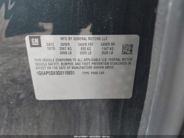 1G6AP5SX0G0118831 Cadillac Cts Standard