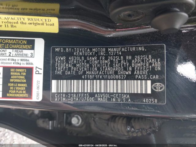 4T1BF1FK1FU008627 Toyota CAMRY SE