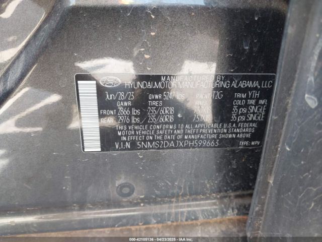 2023 HYUNDAI SANTA FE 5NMS2DAJXPH599663 Photo 8