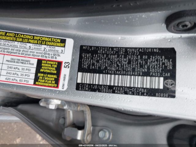 4T1K61AK8RU884879 Toyota CAMRY XSE
