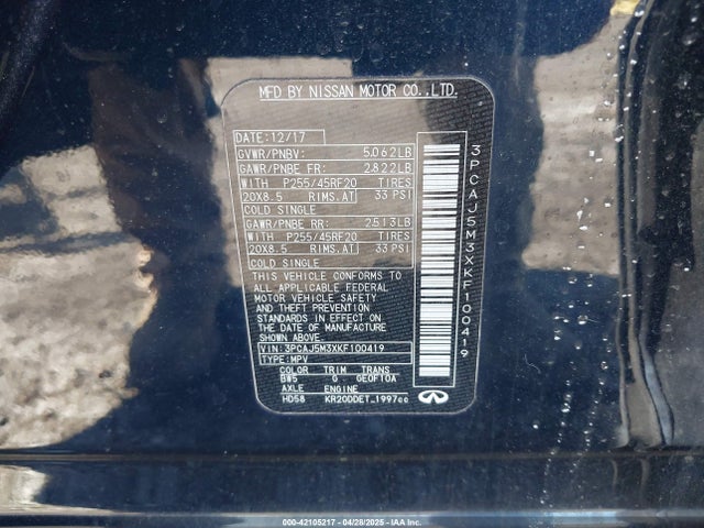 3PCAJ5M3XKF100419 Infiniti Qx50 Essential