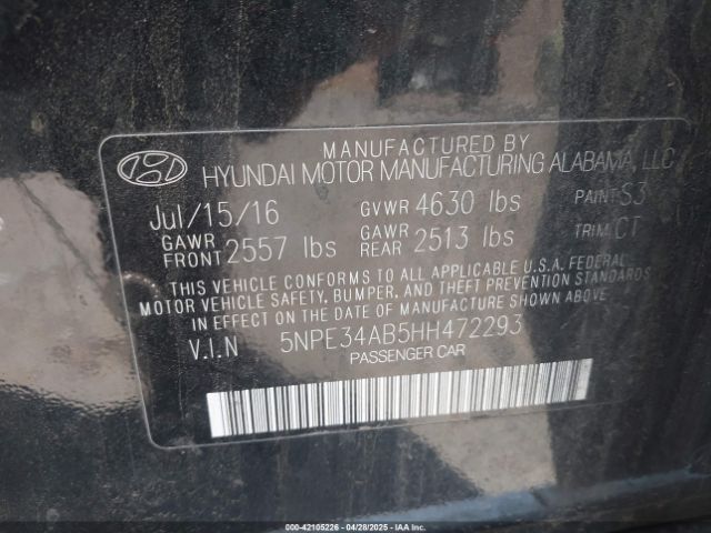5NPE34AB5HH472293 Hyundai Sonata Sport 2.0t