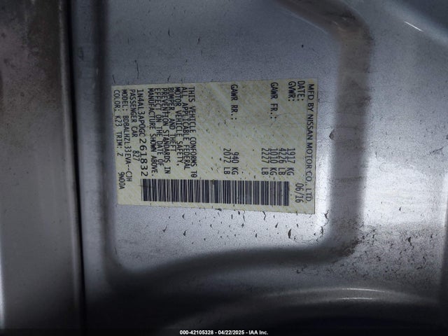 1N4AL3AP0GC261832 Nissan Altima 2.5 Sr
