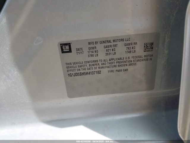 1G1JD5SH5H4137182 Chevrolet luw - mfi, e85 max