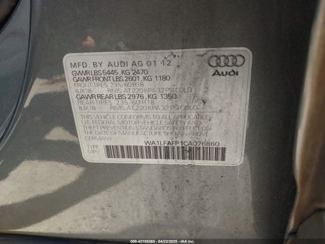 2012 AUDI Q5 WA1LFAFP1CA076860 Photo 8