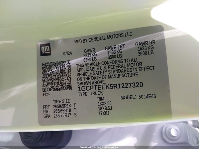 1GCPTEEK5R1227320 Chevrolet l3b