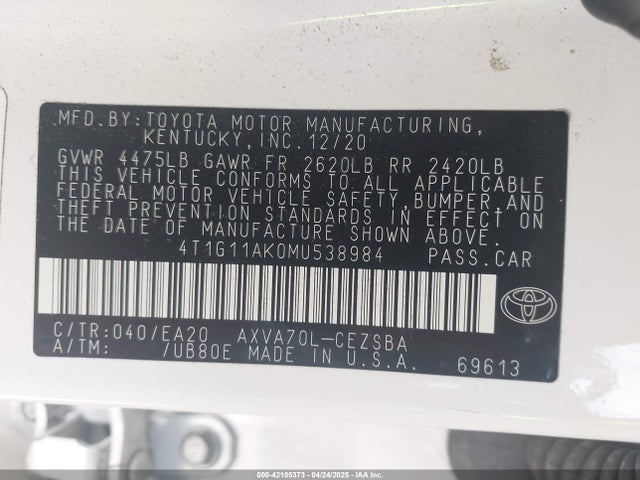 4T1G11AK0MU538984 Toyota CAMRY SE