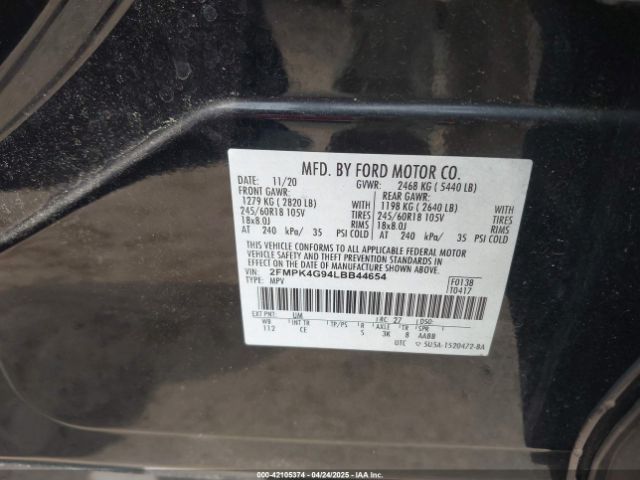 2020 FORD EDGE 2FMPK4G94LBB44654 Photo 8