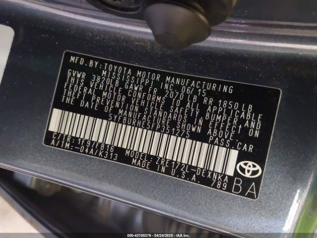 5YFBURHE5FP351275 Toyota COROLLA LE