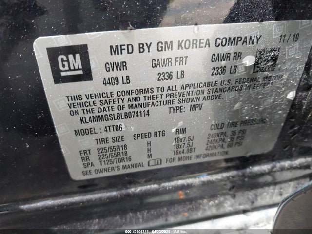 KL4MMGSL8LB074114 Buick Encore Gx Awd Essence