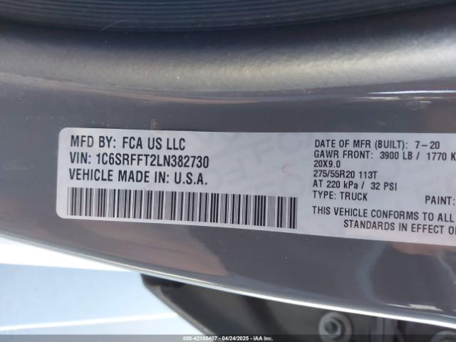 1C6SRFFT2LN382730 RAM 1500 Big Horn  4x4 5'7 Box