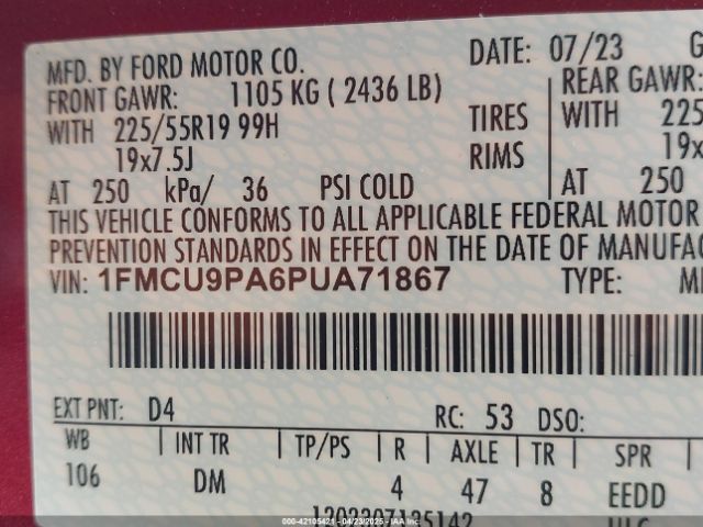1FMCU9PA6PUA71867 Ford Escape St-line Elite