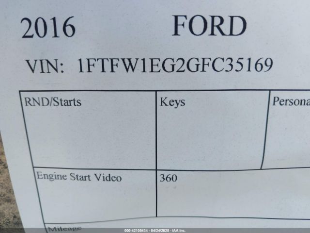 1FTFW1EG2GFC35169 Ford F-150 Xlt