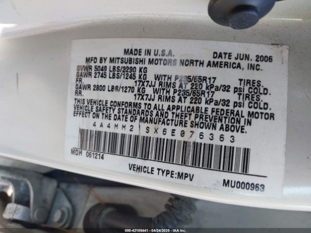 2006 MITSUBISHI ENDEAVOR 4A4MM21SX6E076363 Photo 8