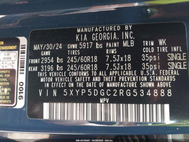 5XYP5DGC2RG534888 KIA Telluride Sx Prestige X-pro
