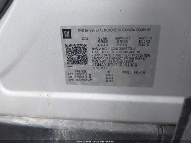 2GNAXJEV3J6301369 Chevrolet EQUINOX LT