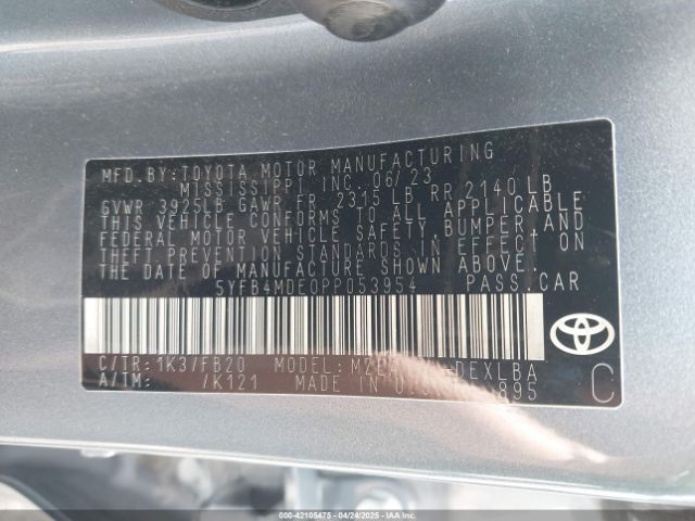 5YFB4MDE0PP053954 Toyota COROLLA LE