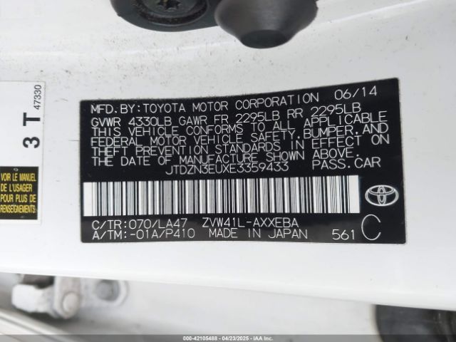 JTDZN3EUXE3359433 Toyota Prius V Five