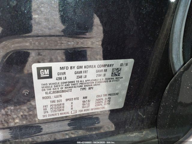 KL4CJBSB6GB654272 Buick Encore Convenience