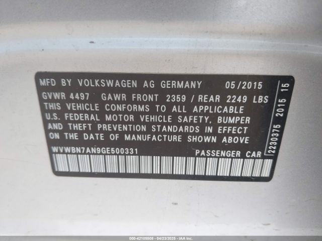 WVWBN7AN9GE500331 Volkswagen Cc 2.0t Sport