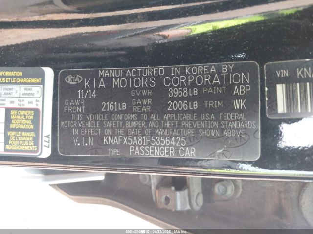 KNAFX5A81F5356425 KIA FORTE EX
