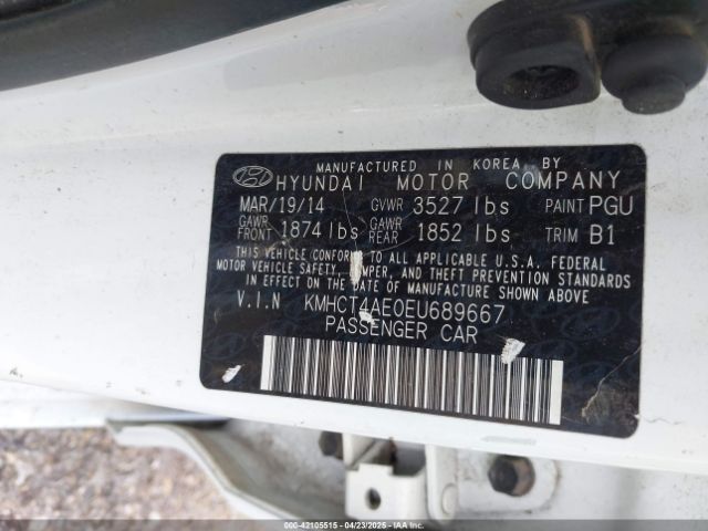 KMHCT4AE0EU689667 Hyundai ACCENT GLS