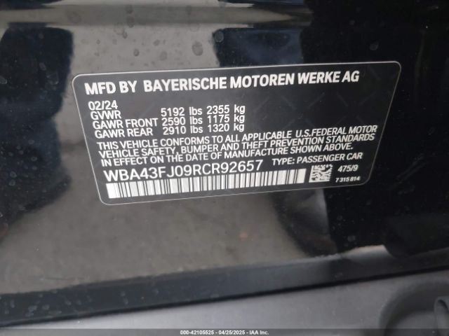 WBA43FJ09RCR92657 BMW 530 I