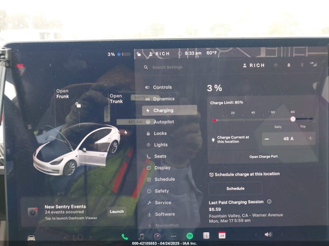 5YJ3E1EB8KF408605 Tesla MODEL 3