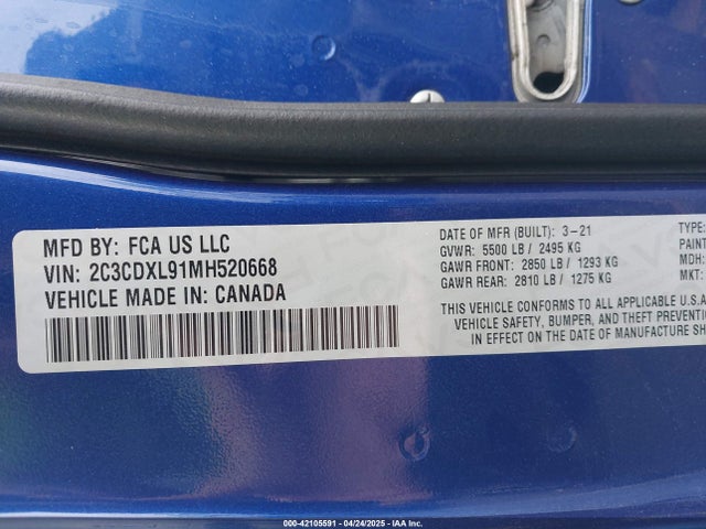 2C3CDXL91MH520668 Dodge Charger