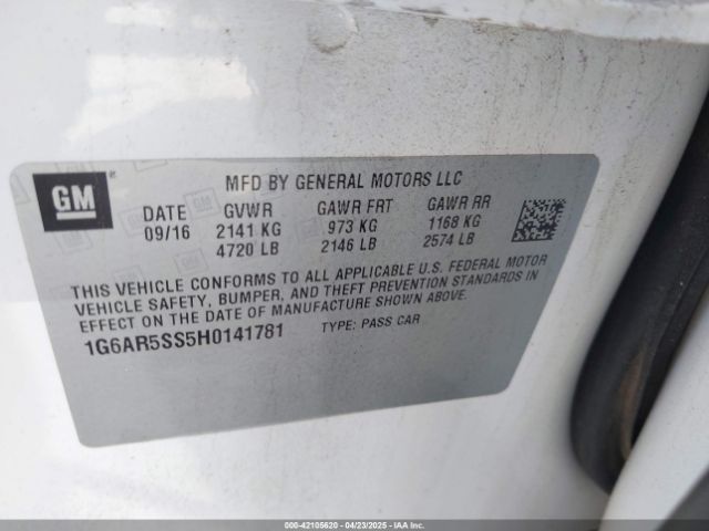 1G6AR5SS5H0141781 Cadillac CTS LUXURY