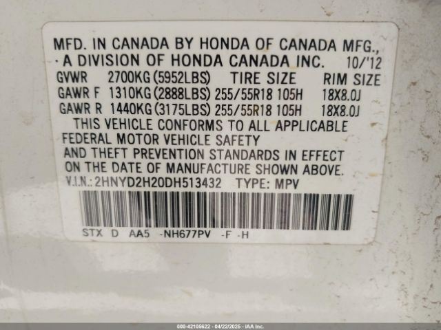 2013 ACURA MDX 2HNYD2H20DH513432 Photo 8