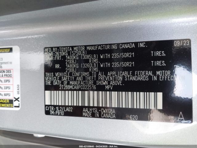 2T2BBMCA8PC022516 Lexus Rx 350h Luxury