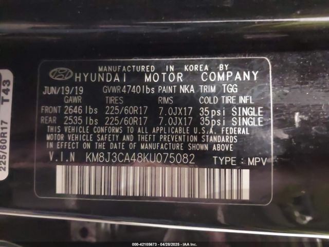 KM8J3CA48KU075082 Hyundai Tucson Value