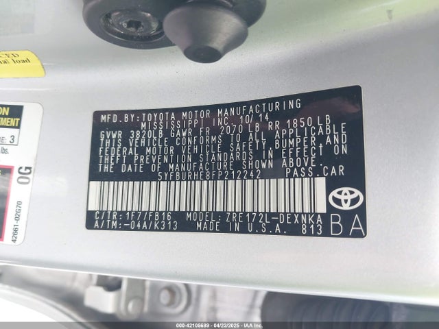 5YFBURHE8FP212242 Toyota COROLLA LE