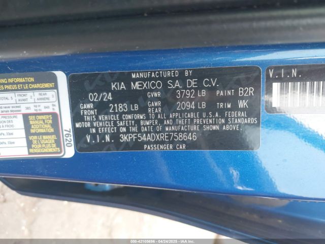 3KPF54ADXRE758646 KIA Forte Gt-line