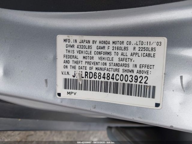 2004 HONDA CR-V JHLRD68484C003922 Photo 8